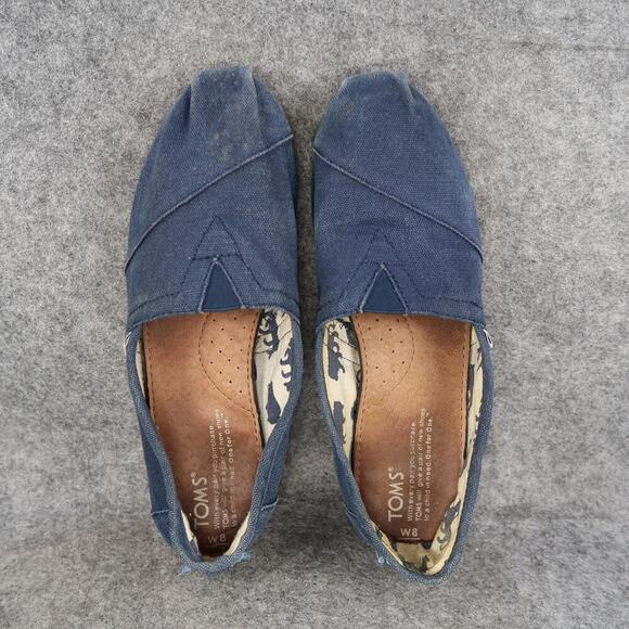 Toms Shoes Womens 8 Flats Slip On Loafer Casual Canvas Blue Alpargatas Boho - Picture 6 of 10